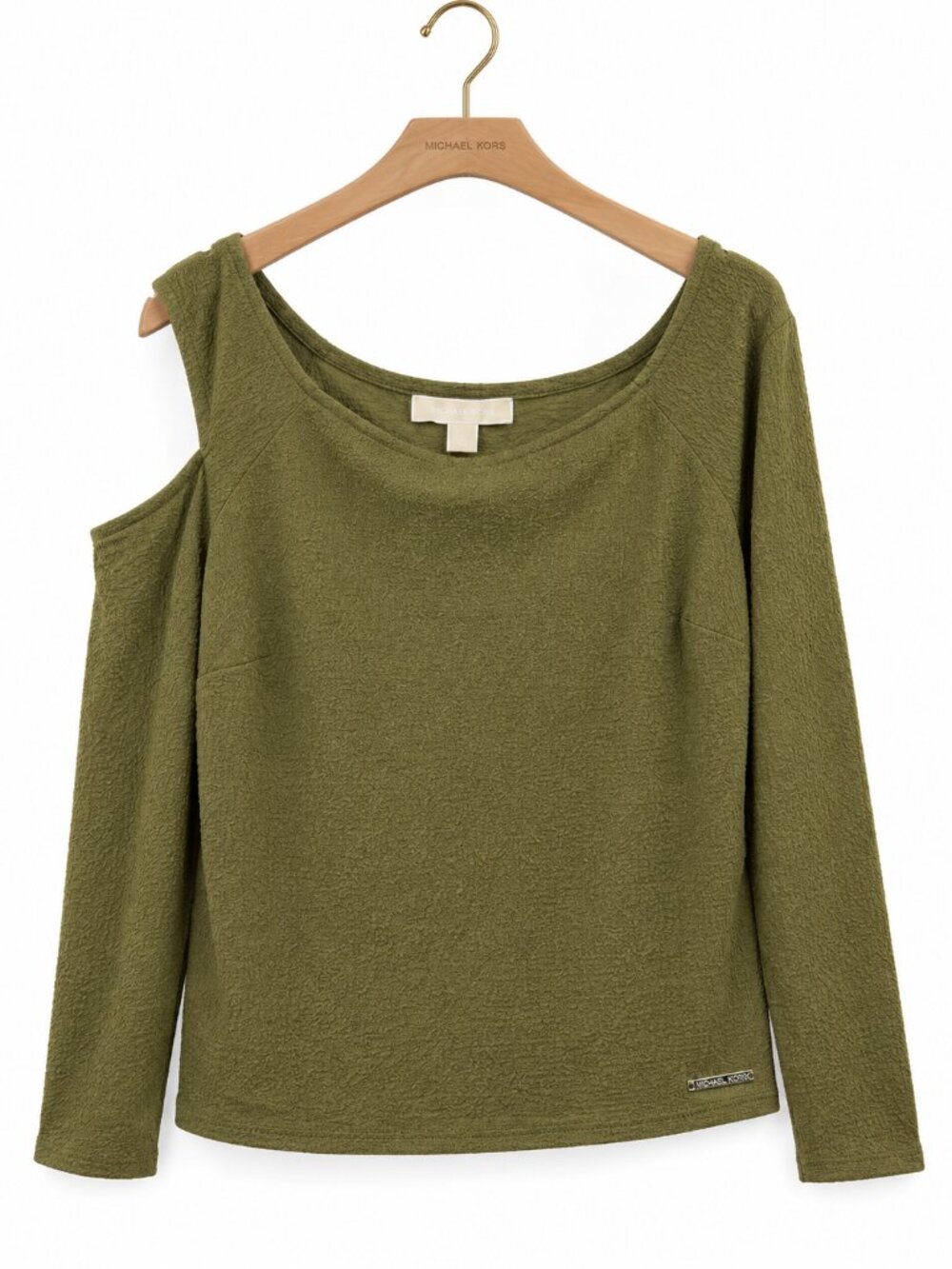 Michael Michael Kors Women Olive Green Cold-Shoulder Top - Size Large (L)